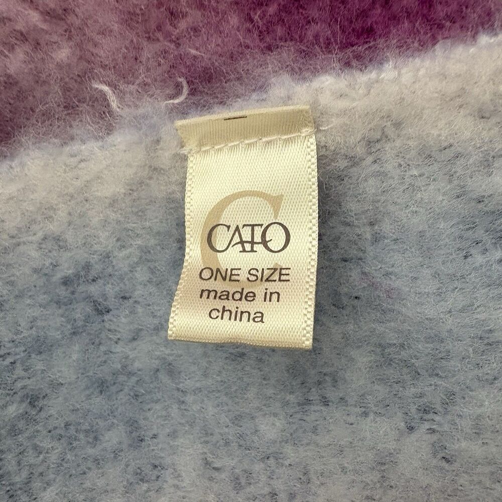 Cato Ombre Blue Purple Pink Fuzzy Blanket Scarf Pockets Fringe One Size - Picture 5 of 6